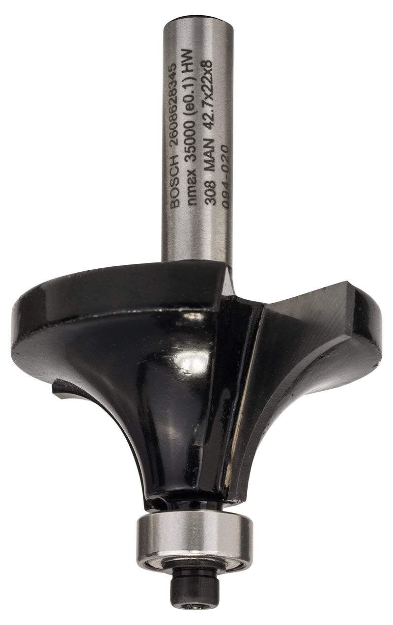 Bosch Professional rounding cutter Standard for Wood (for wood, radius 15 mm, working length 22 mm, hand milling accessories)