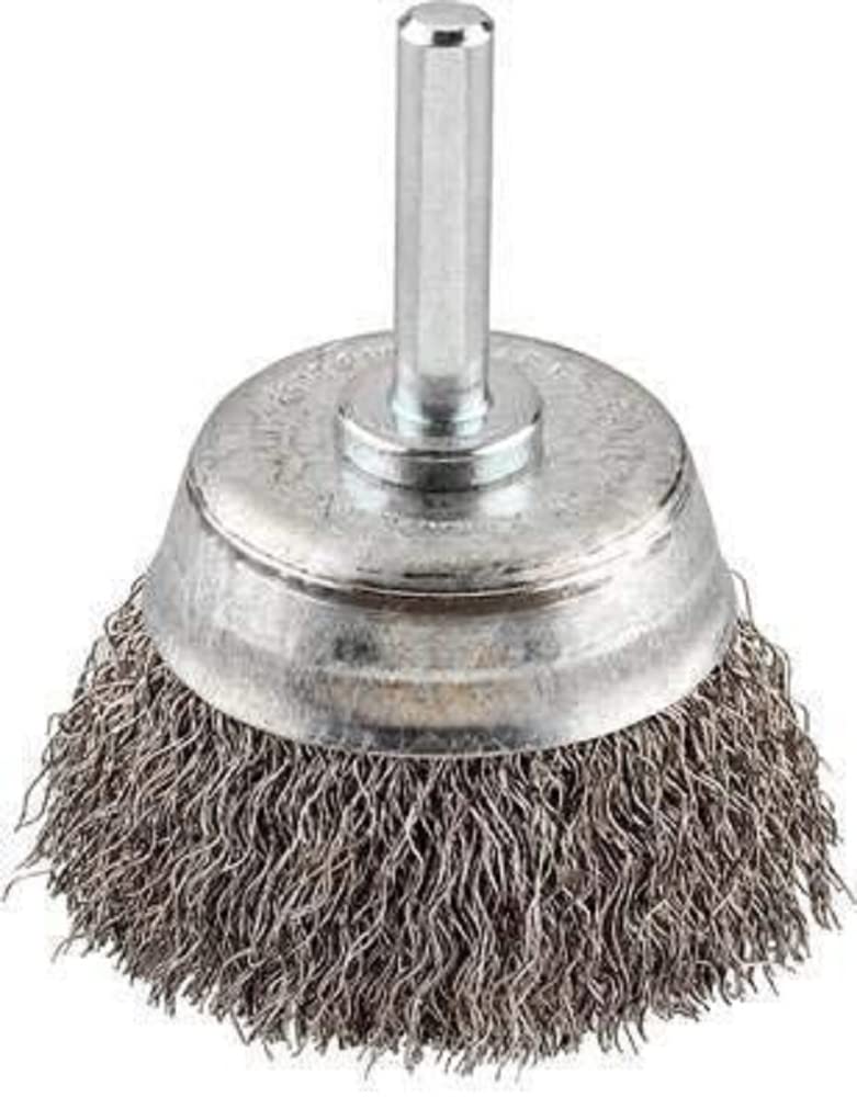 kwb cup brush coarse, corrugated, HSS steel wire, Ø 75 mm for metal and stone, wire brush for drilling machine incl. E6.3 hexagonal shaft, for derusting, descaling, roughening and cleaning cup brush Ø 75 mm