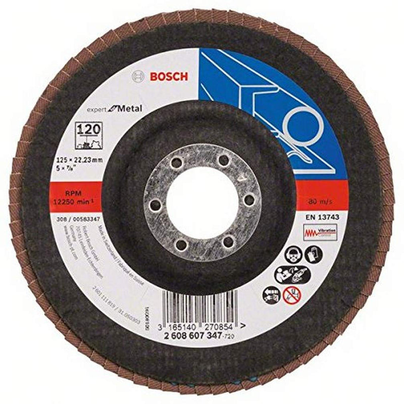 Bosch 2608607347 DIY flap disc (for angle grinders various materials, cambered design, Ø 125 mm, grit 120)