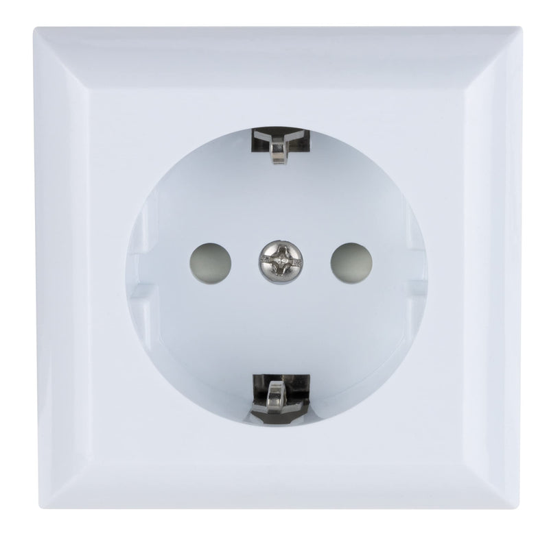 REV 0500142551 PlanoLuxe, surface-mounted socket 1-way. Complete set: frame and insert, white sockets with contact protection, single