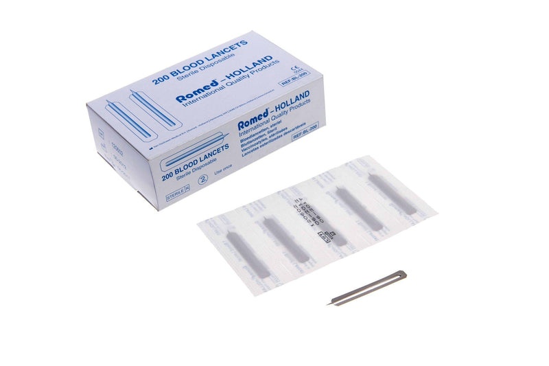 Romed lancets blood lancets individually sterile packed for diabetics, 200 pieces