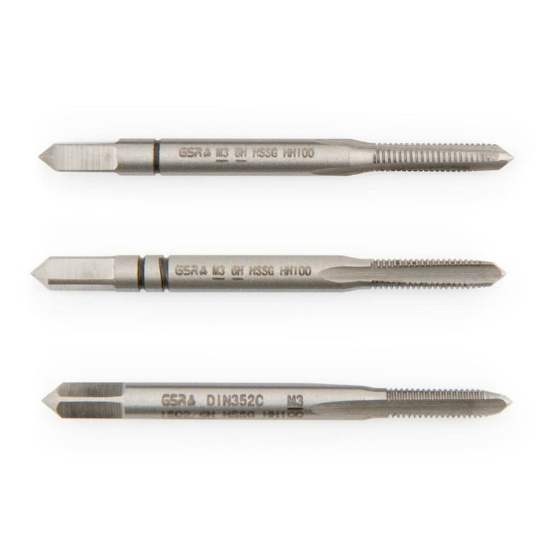 PROFI tap M3 set HSSG 3 pieces, thread cutter | Pre-, middle and finish cutters | Hand tap set metric M3…