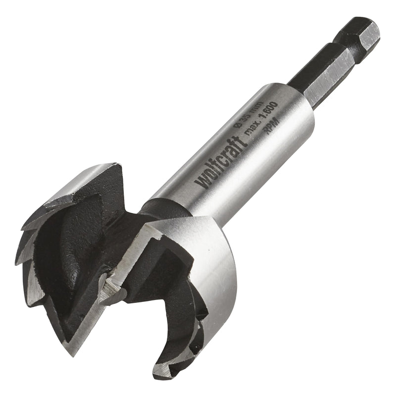 wolfcraft Forstner drill bit, hexagonal shank, Ø 35 mm I 3310000 I For drilling in wood with and without depth limitation ø35x90mm single