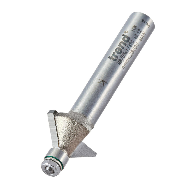 Trend Professional Miniature Chamfer Cutter 45 Degree 1/4" Shank 14.3mm Cutting Diameter and 6.35mm Cutting Length Carbide Tipped MB/05X1/4TC