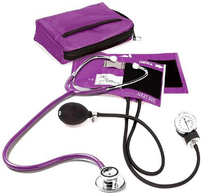 NCD Medical/Prestige Medical Set with Aneroid Pressure Gauge and Double Head Stethoscope, Purple