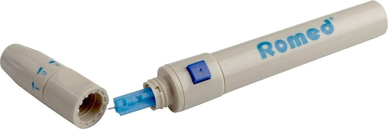 Romed BL-PEN lancing machine for blood lancets Tri bevel white