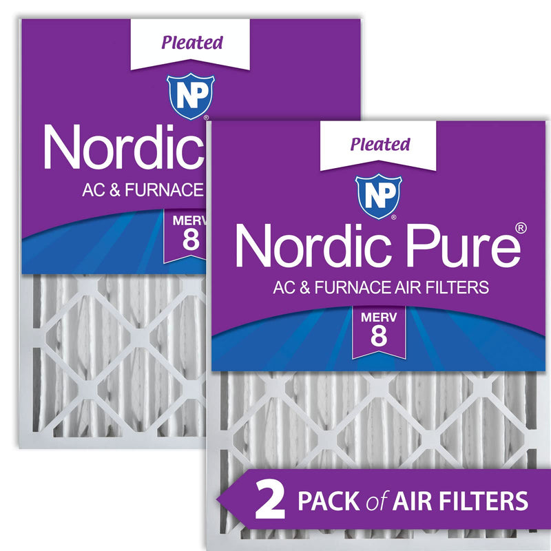 Nordic Pure Merv 8 pleated trousers AC oven air filter, 2 pieces 16x20x4