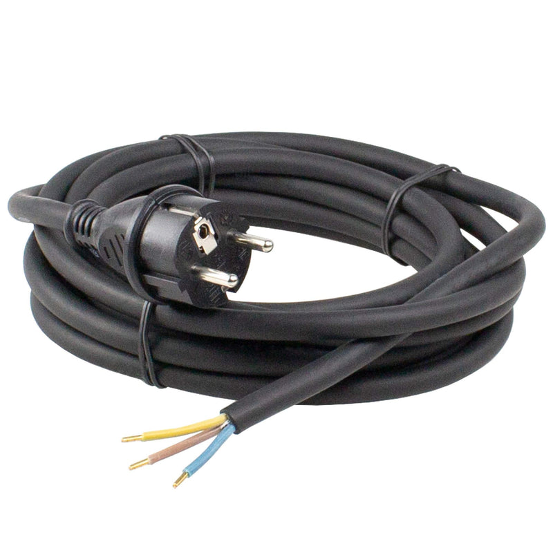as - Schwabe rubber connection cable, 3m H05RN-F 3G1.0 connection cable, protective contact plug with cable, power cable with wire end sleeves, 230V, 16A, IP44, black, 60376 Single