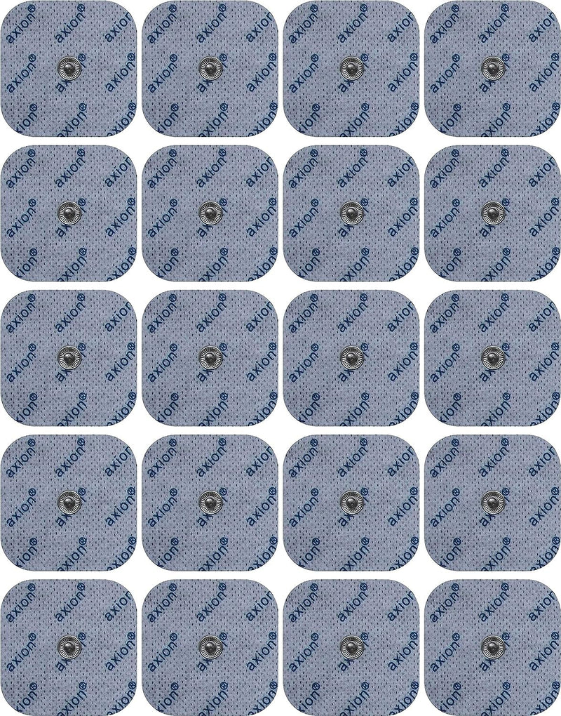 Set of 20 electrodes 5x5 cm - compatible with TENS-EMS devices from Sanitas (like SEM 40.41) & Beurer (like EM 40.41) push button | Reusable Adhesive Electrode Pads | Cert. Medical product from axion
