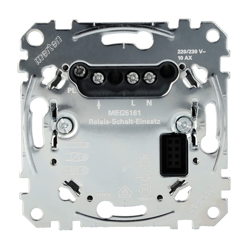 Schneider Electric Merten MEG5161-0000 flush-mounted relay switching insert 1-gang for ohmic, inductive and capacitive loads such as incandescent lamps, energy-saving lamps 1-gang