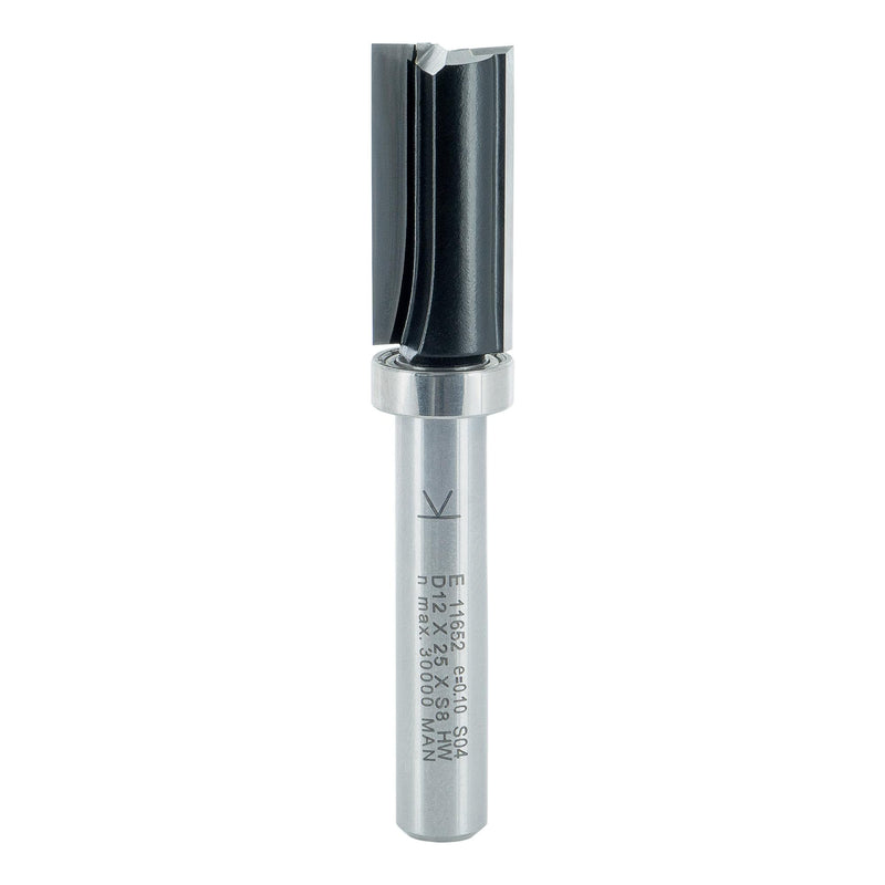 ENT 11652 flush cutter HW, shaft (S) 8 mm, diameter (D) 12 mm, NL 25 mm, SL 38 mm, GL 68 mm, with ball bearing on the shaft D=12 / NL=25 / GL=68