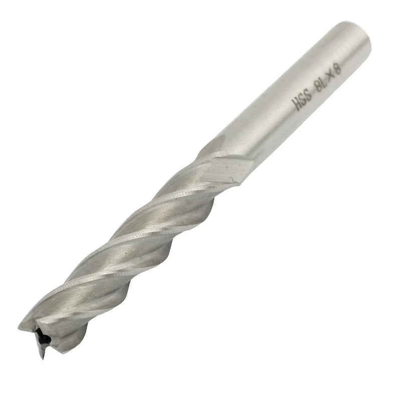 8MM X 8MM 35mm Cutting Depth 4 Flutes HSS AL End Mill 1/3"x1/3"x1.5"x3.23"