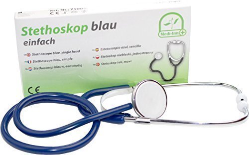 Medi-Inn flat head stethoscope | ultralight, nickel-free | clear noise transmission | flexible Y-hose with chest piece | blue