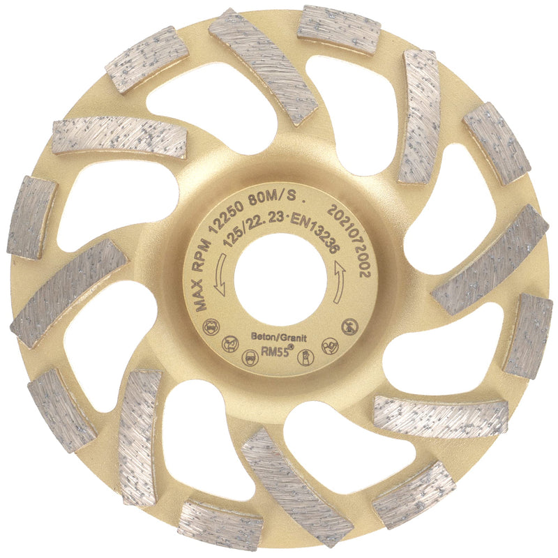 PRODIAMANT diamond cup wheel 125 mm x 22.2 mm Turbo ST81 diamond grinding wheel concrete natural stone professional quality 125 / 22.23 mm