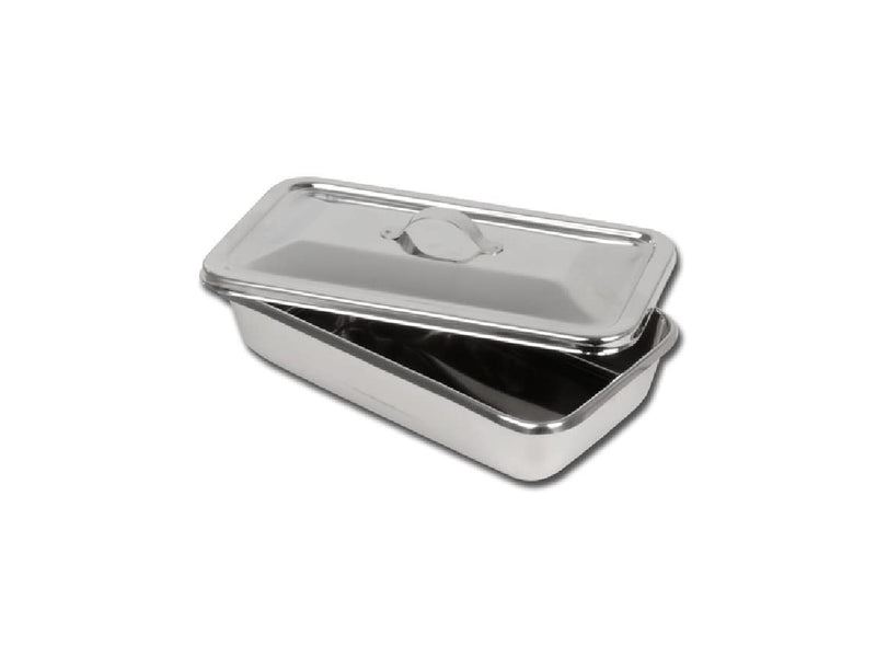 GIMA 26605 instrument tray with lid, 223 mm x 126 mm x 45 mm, stainless steel
