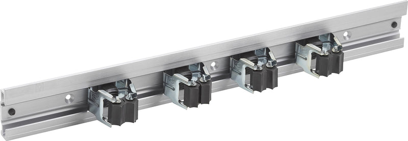 Meister device holder strip 500 mm - device bar & 4 device holders - aluminum - easy to assemble / tool holder / device holder for garden tools / stable tool bar for wall mounting / 9953160 4x holder Klemmfix Single