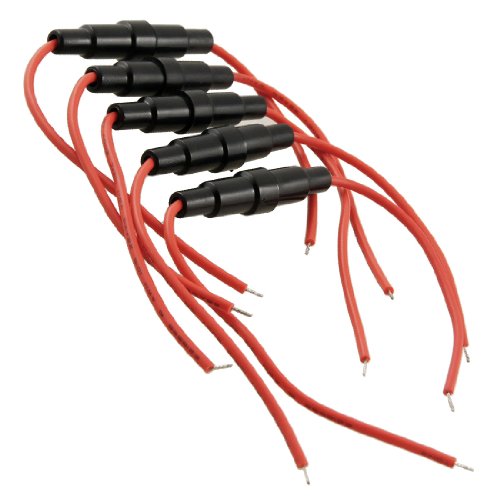sourcing map 5 pieces screw type 22 AWG wire 5 x 20 mm inline fuse holder 0-250 V