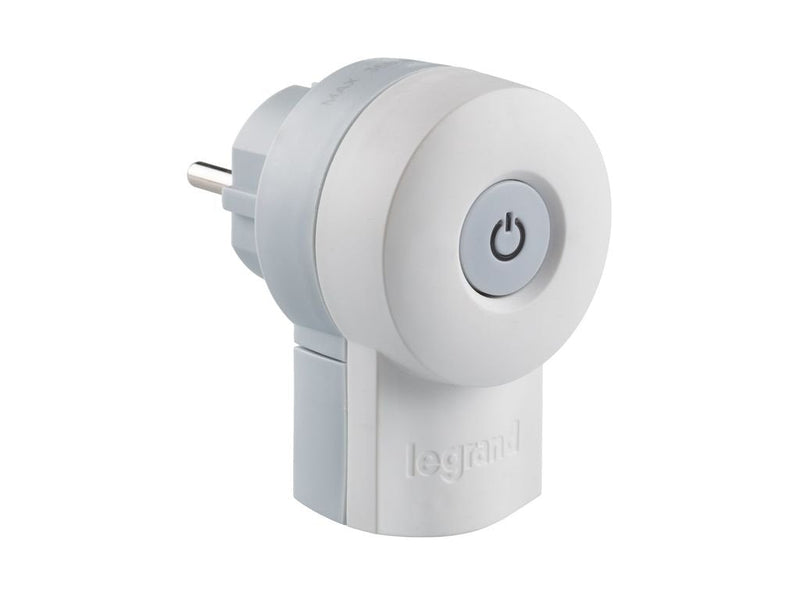 Legrand, protective contact plug with illuminated LED switch ON/OFF, double function plug, German standard, 16 A, 230 V, max. 3680 W, with cable connection up to 3 x 1.5 mm², color: white/gray, 050409 Schuko plug with LED -Switch