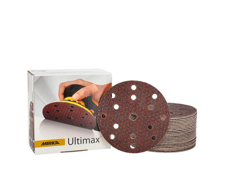 Mirka Ultimax sandpaper Ø 150mm Velcro 15-hole / grain P40 / 50 pieces / for 150mm eccentrics and sanders / sanding of soft and hard wood, solid surface materials, hard old paints / UC61105040 Grit P40
