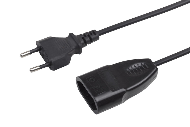 Meister Euro extension - 3 m cable - black - plastic cable - IP20 indoor use - ideal for lamps & fairy lights / extension cable / Euro plug / Euro coupling / 7431320 1 piece
