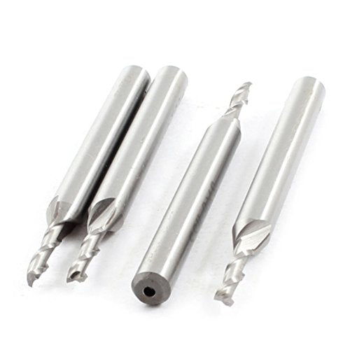 sourcing map 4PCS HSS 3mm Cutting Dia 6mm Shank 2 Flutes End Mill Milling Cutter | End mill cutter