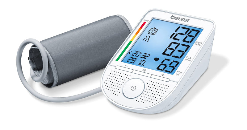 Beurer BM 49 Talking blood pressure monitor (DE, FR, IT, NL) with risk indicator and arrhythmia detection, two user memories with 60 storage locations, notification of application errors