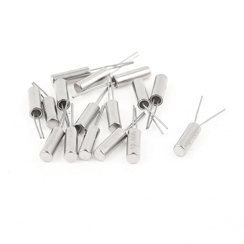 sourcing map 15 x 12MHz Cylindrical Quartz Oscillators 2 x 6mm DIY Silver