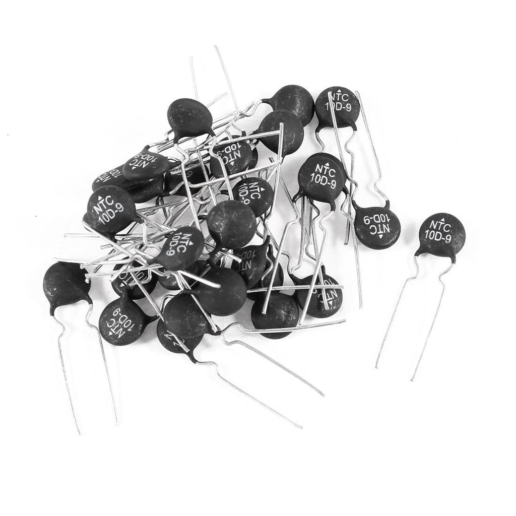 sourcing map NTC Thermistors Thermistor Head Diameter 9mm 10 Ohm Black/Silver Pack of 30