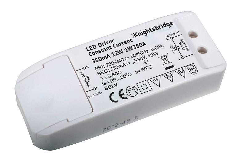 Knightsbridge 1W350A Constant Current LED Driver IP20 350mA 12W White LED Light Non Dimmable LED - Non Dimmable 12W Constant Current