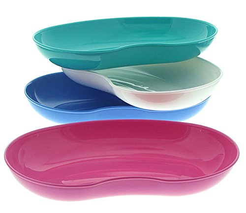 4x Kosmetex kidney bowl made of plastic, food-safe, disinfectable, autoclavable, assorted colors, set of 4 (pack of 1)
