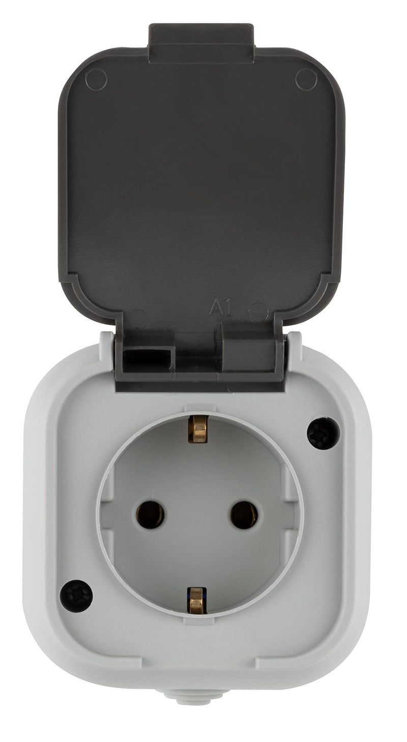 REV 0510216777 Standard, moisture-proof socket, surface-mounted, gray single 1-way sockets