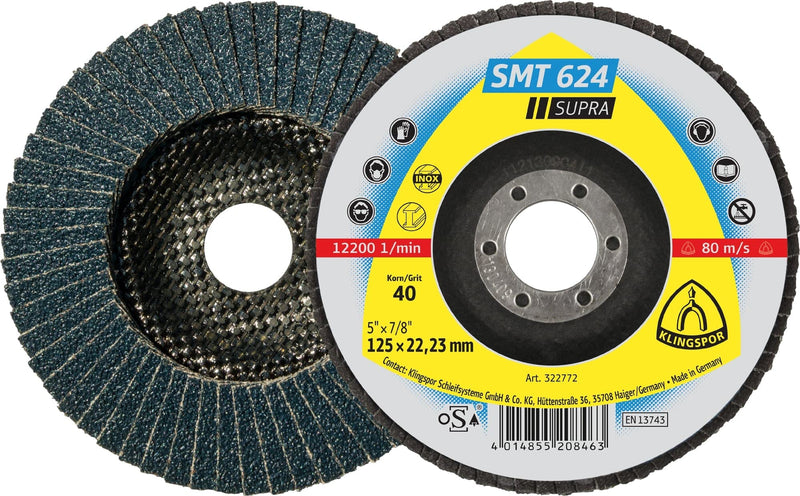 Klingspor 322767 SMT 624 SUPRA, sanding mop disc SUPRA, packaging unit 10, 115X22.23, 40, 10