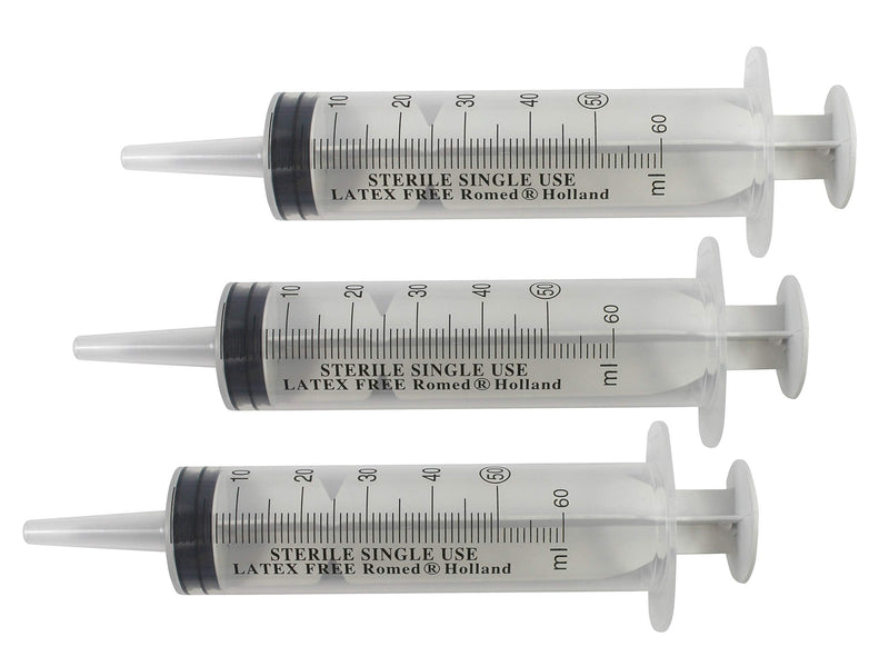 Romed Top Disposable Sterile Catheter Syringes Wound Syringes (Pack of 3, 50/60 ml)