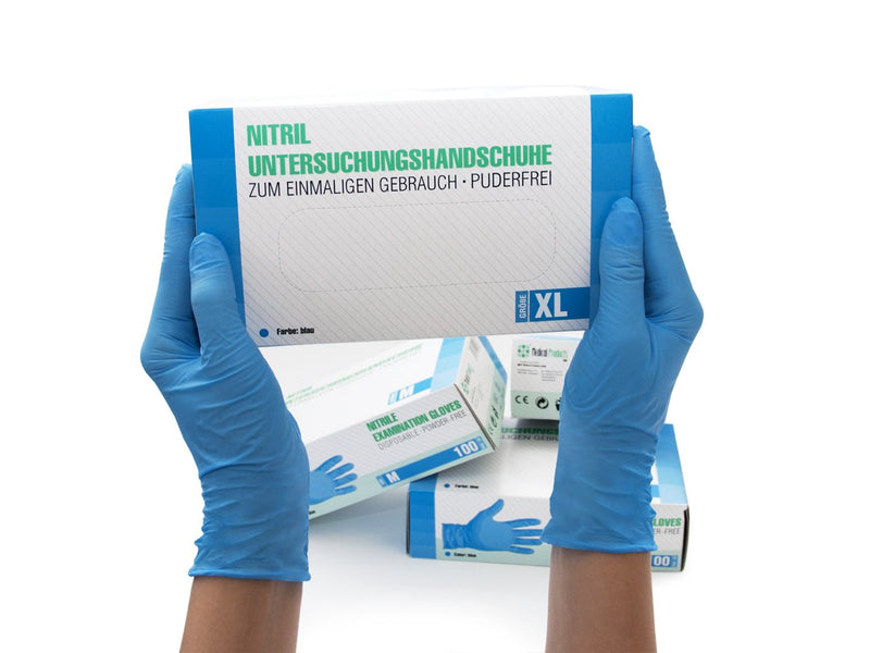 SF Medical Products GmbH Disposable Gloves XL Blue Pack of 100 Box Disposable Gloves Powder-Free Nitrile Gloves Non-Sterile Rubber Gloves Nitrile Gloves