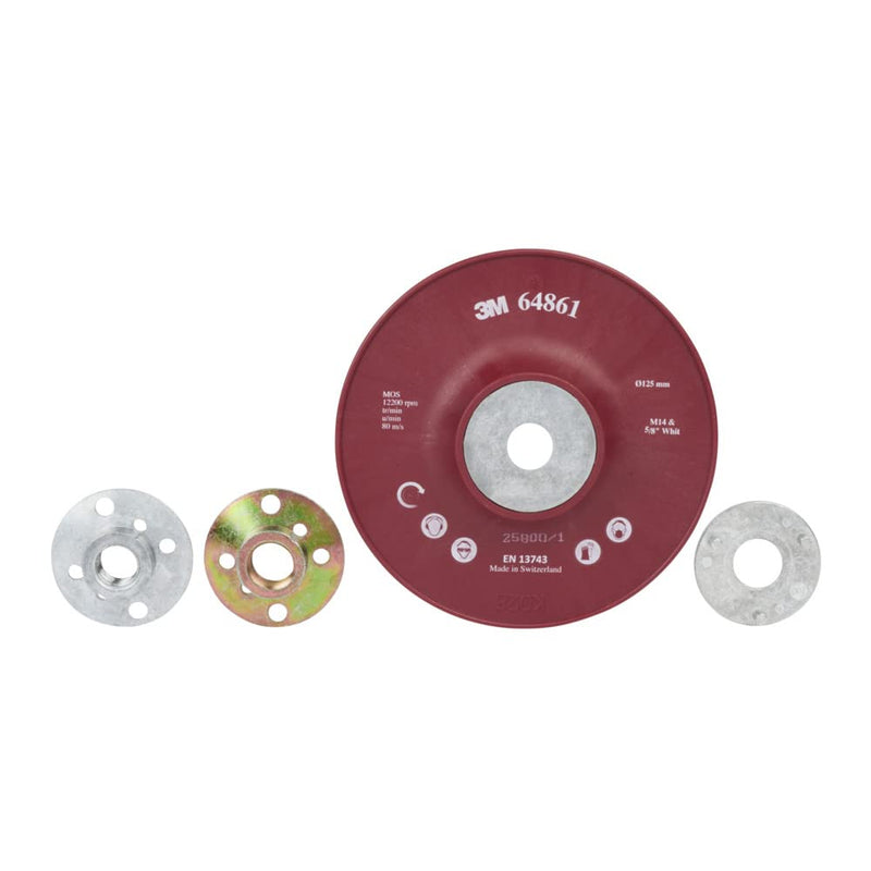 3M Hochleistungsstützteller gerippt, rot, 125 mm, M14, sehr hart Ribbed