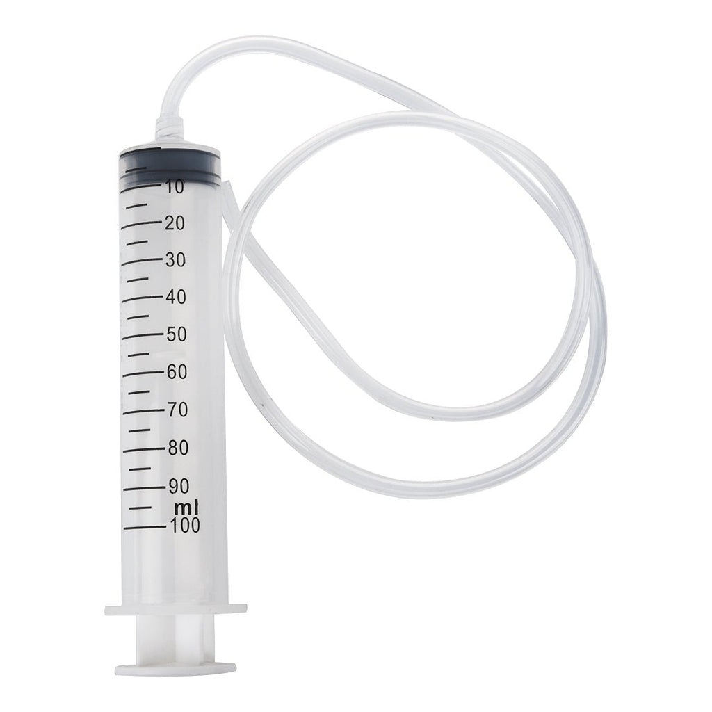 100 ml syringe blister syringe, Kosmetex with 80cm PVC hose. For hobby and work, 80 cm