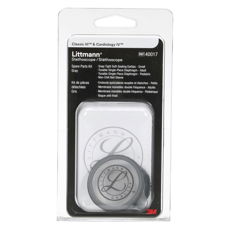 Littmann Replacement Parts Set for Classic III, Card IV, Core, 40017, Grey | Contains small soft sealing snap-tight earplugs, adjustable diaphragms for adults and children, cold protection ring