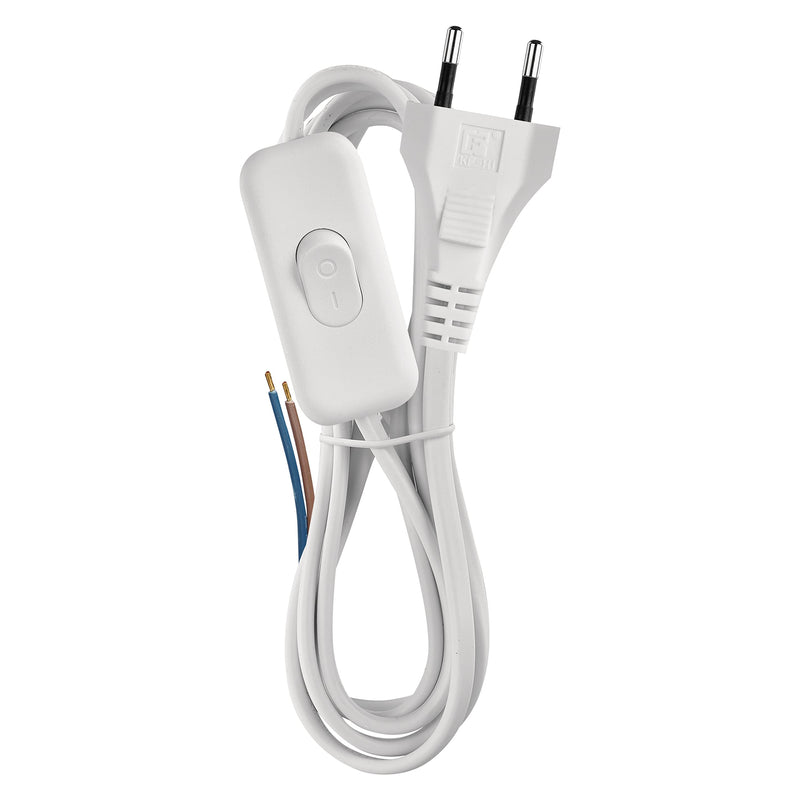 EMOS power cable/power cable/replacement cable/connection cable with switch, 3 m, Euro plug, for lights, lamps, single bulbs