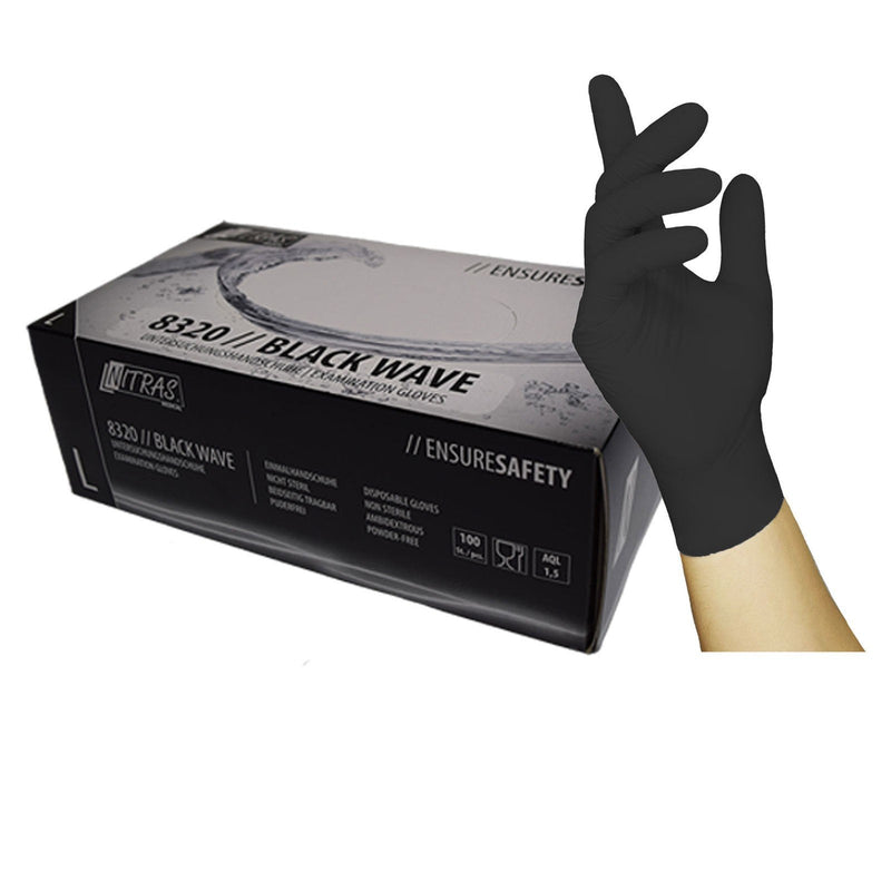 NITRAS Medical 8320 BLACK WAVE Nitrile disposable gloves, black, size. L. 100 pcs.