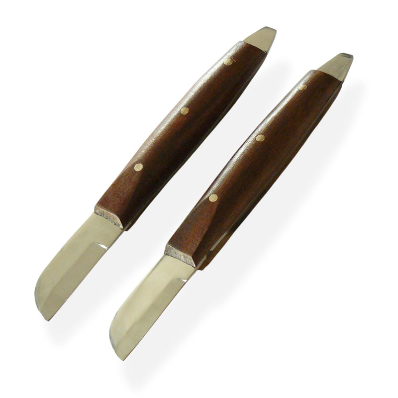 2x Plaster Knives with Cuvette Opener, Wooden Handle, 16 cm | Stable – continuous metal blade 2 mm thick, with blunt blade for safe work