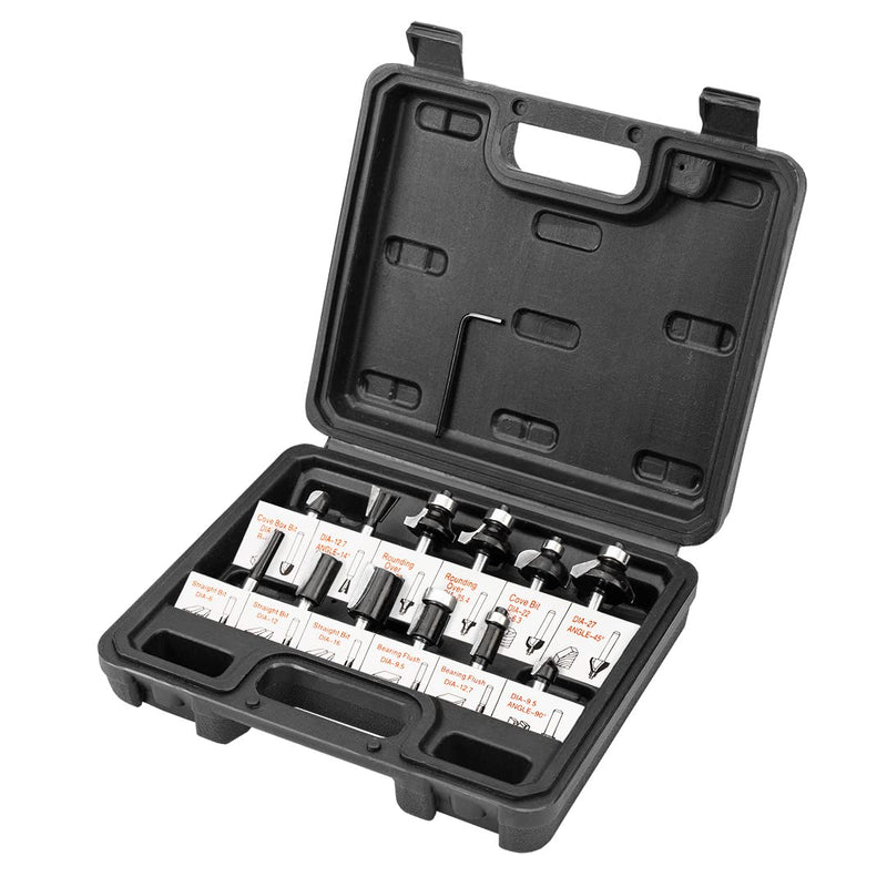 Milling cutter set 12 pieces VERTO with 6 mm shaft | Router set (for wood, groove cutters, accessories for routers) | Sintered carbide wood cutter | Shank router set | Milling tool set for woodworking