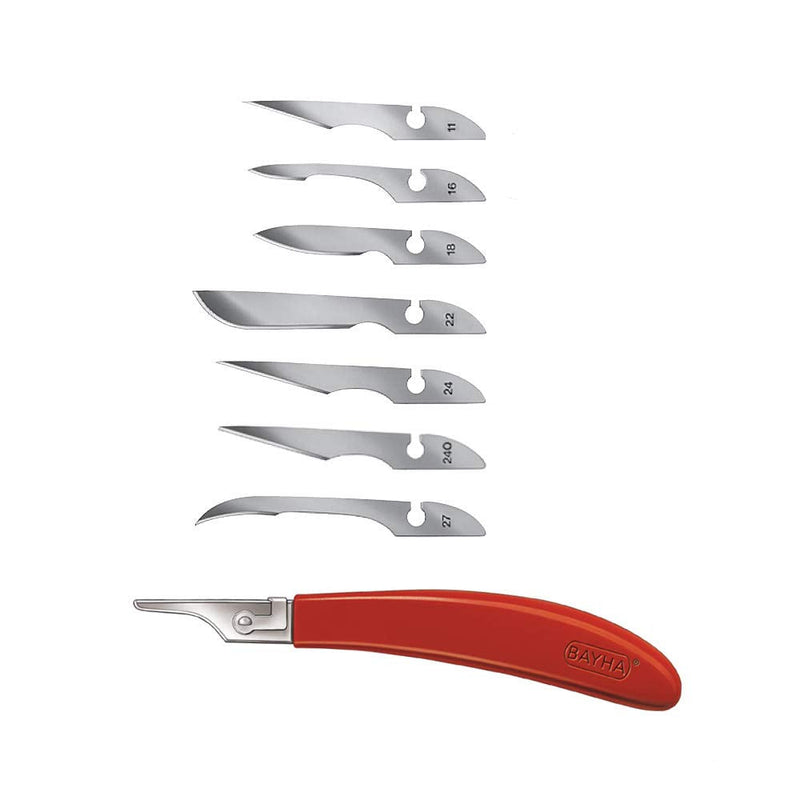 Craftsman Set: 14x Bayha Mix scalpel blades and handle No.6 from Kosmetex, individually packaged, set: Craftsman - Handle