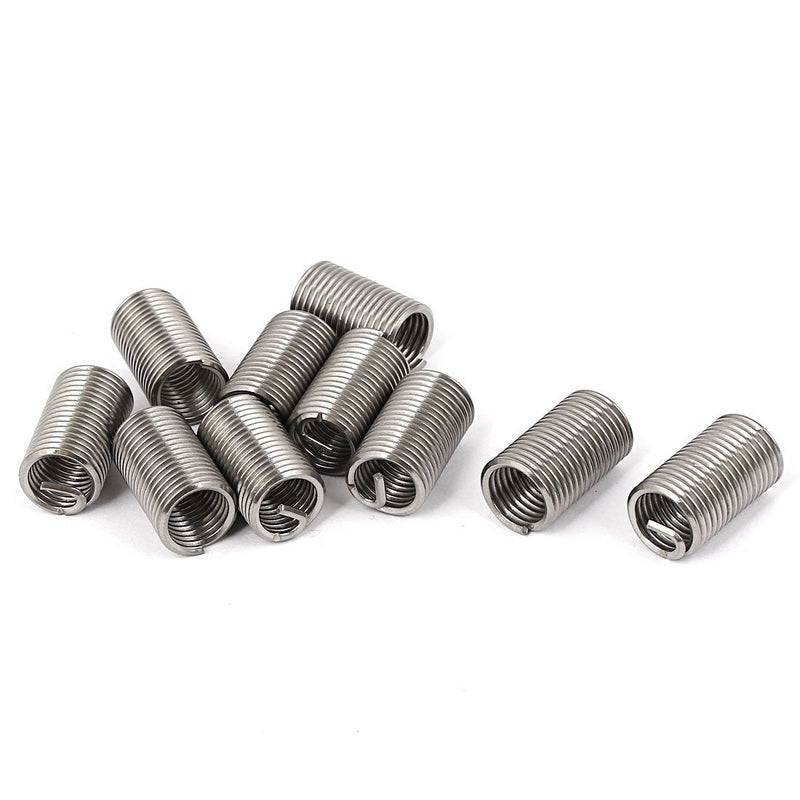 sourcing map 10 pieces M10x1.5mmx3D stainless steel wire thread repair inserts
