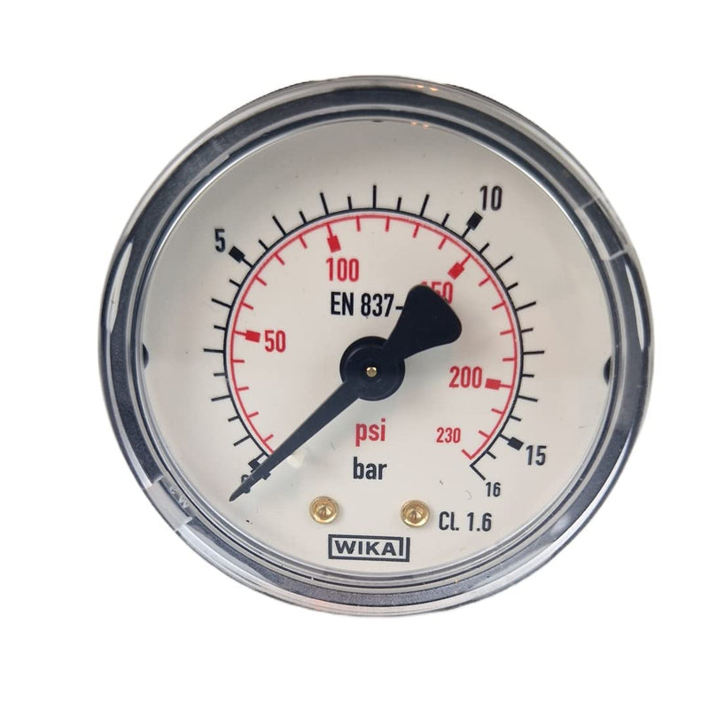 Fittingstore - 50mm horizontal pressure gauge G 1/4" external thread display range 0-16 bar