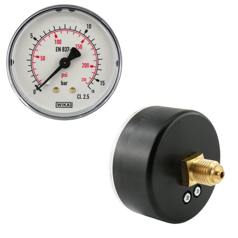 Fittingstore - Horizontal pressure gauge Ø 40, 50, 63 mm compressed air pressure gauge, class 2.5, also for vacuum (display range: 0-16 bar, diameter: 40 mm) display range: 0 - 16 bar