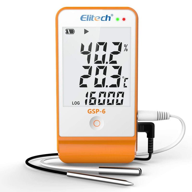 Elitech GSP-6 Temperature Data Logger Temperature Humidity Data Logger 16000 Points Recording Capacity Detector, Free Software Data Export
