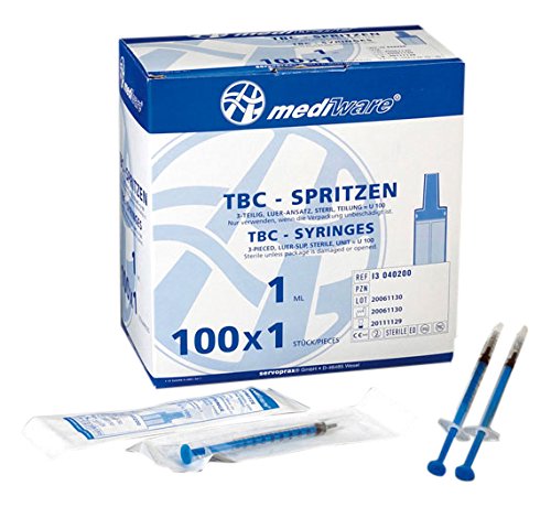 Mediware I3 040200 tuberculin syringes U 100, 1 mL (pack of 100)