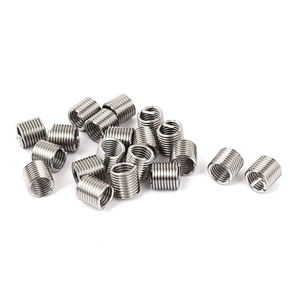 sourcing map 20pcs M6 x 1mm x 2D 304 Stainless Steel Wire Thread Inserts Silver de