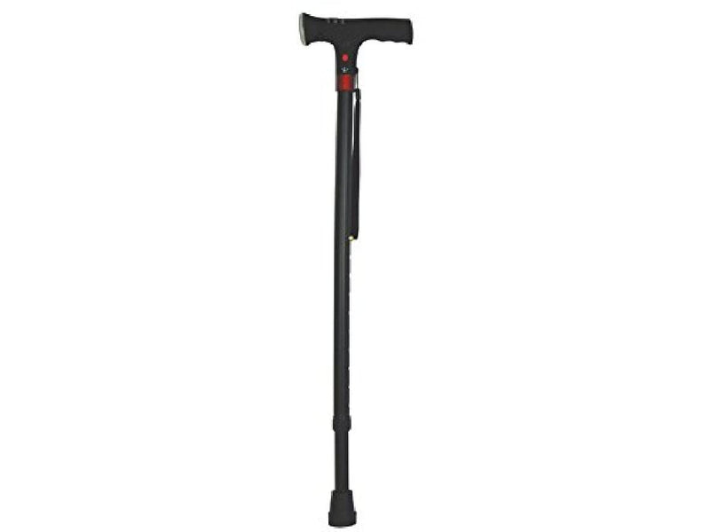 GiMa 43050 Walking Stick with Light from Safety, Men's Type, Black Non-Rotating Base+J10