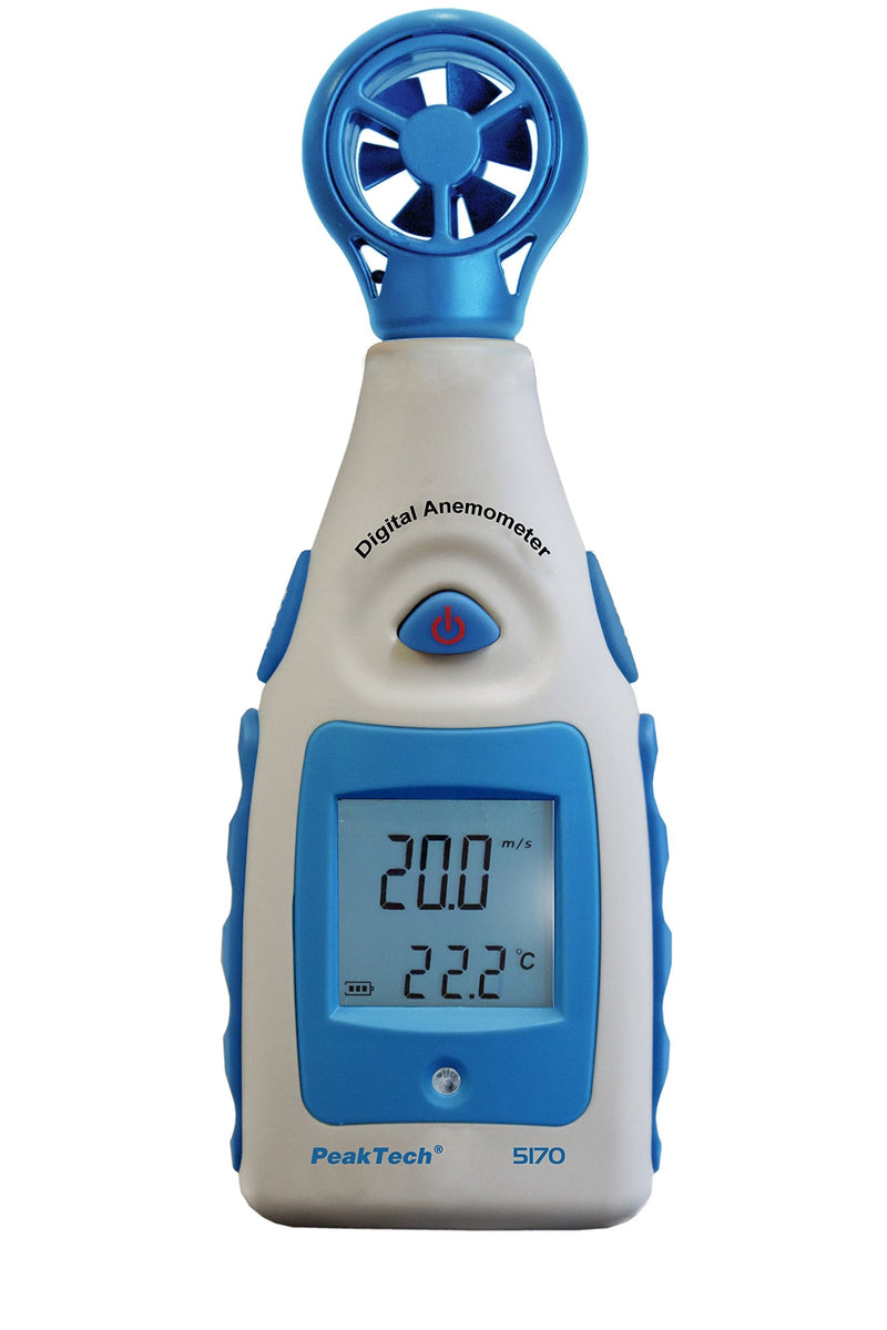 PeakTech Impeller Anemometer Digital, wind measuring device for wind speed in knots and wind chill with additional temperature measurement, 1 piece, P 5170
